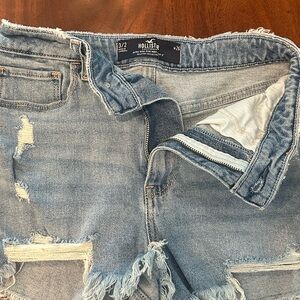 Hollister Light Blue Ripped Denim Shorts